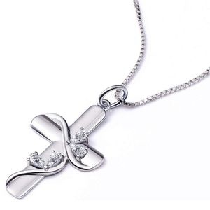 Kids Faith Hope Love Silver Cross Necklace
